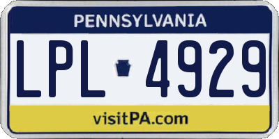 PA license plate LPL4929