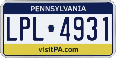 PA license plate LPL4931