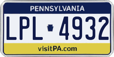 PA license plate LPL4932