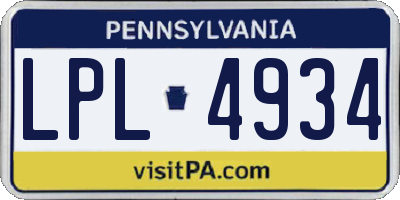 PA license plate LPL4934