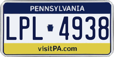 PA license plate LPL4938