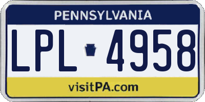 PA license plate LPL4958