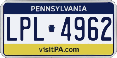 PA license plate LPL4962