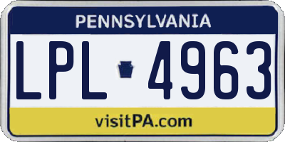 PA license plate LPL4963