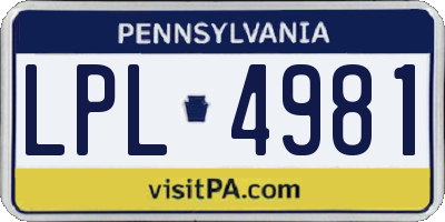 PA license plate LPL4981