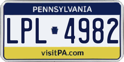 PA license plate LPL4982