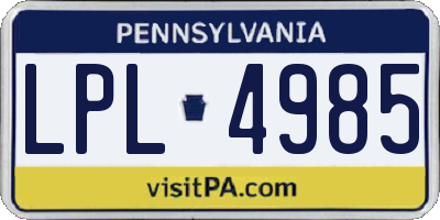PA license plate LPL4985
