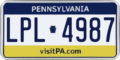 PA license plate LPL4987