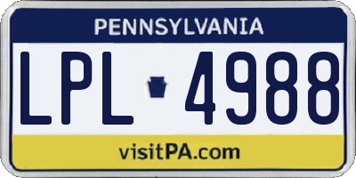 PA license plate LPL4988