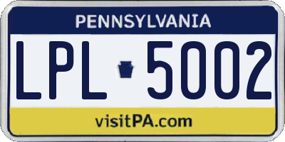 PA license plate LPL5002