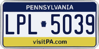 PA license plate LPL5039