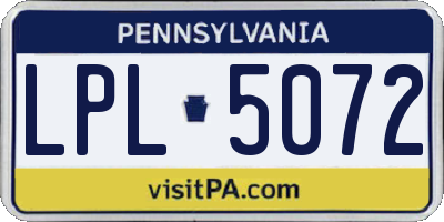 PA license plate LPL5072