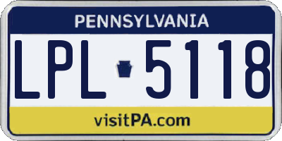 PA license plate LPL5118