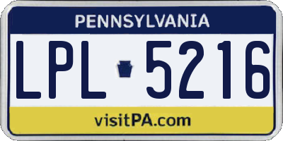 PA license plate LPL5216