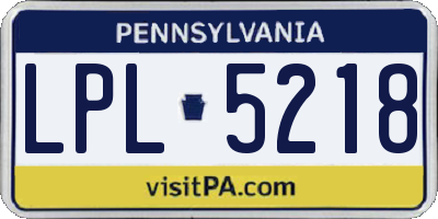 PA license plate LPL5218