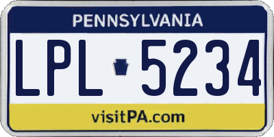 PA license plate LPL5234