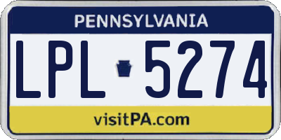 PA license plate LPL5274