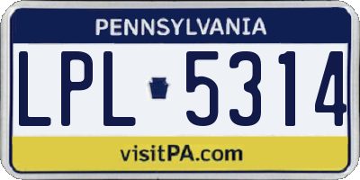 PA license plate LPL5314