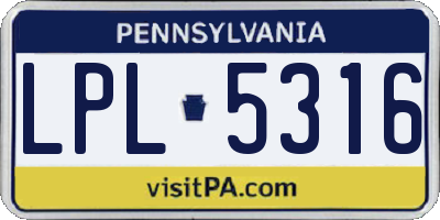 PA license plate LPL5316