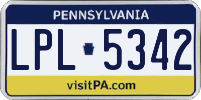PA license plate LPL5342