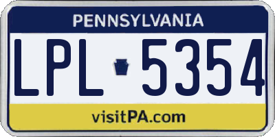 PA license plate LPL5354