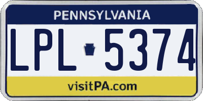 PA license plate LPL5374