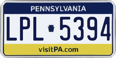 PA license plate LPL5394