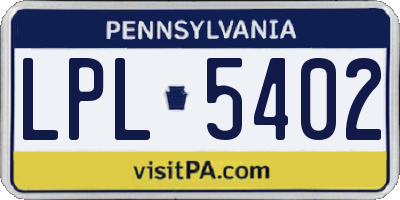 PA license plate LPL5402