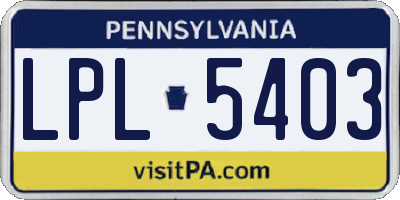 PA license plate LPL5403