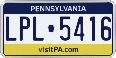 PA license plate LPL5416