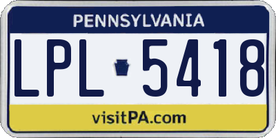 PA license plate LPL5418