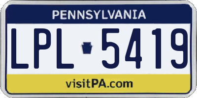 PA license plate LPL5419