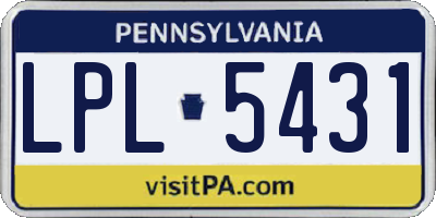 PA license plate LPL5431
