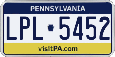 PA license plate LPL5452
