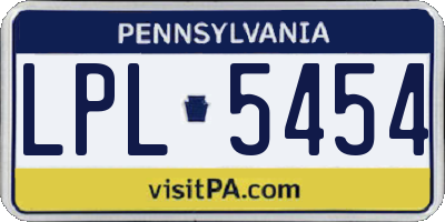 PA license plate LPL5454