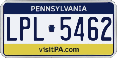 PA license plate LPL5462