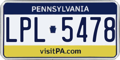 PA license plate LPL5478