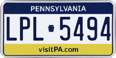 PA license plate LPL5494