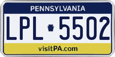 PA license plate LPL5502