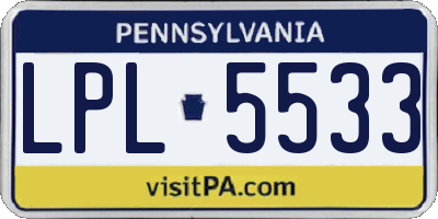 PA license plate LPL5533