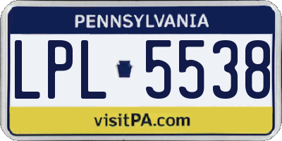 PA license plate LPL5538