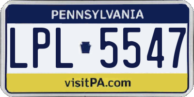 PA license plate LPL5547