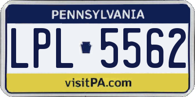 PA license plate LPL5562