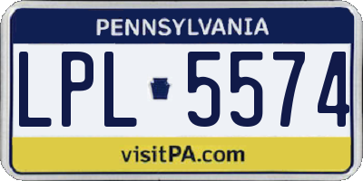 PA license plate LPL5574