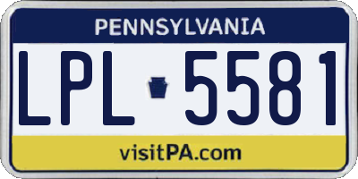 PA license plate LPL5581