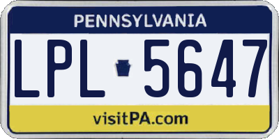 PA license plate LPL5647