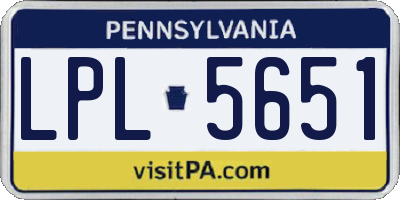 PA license plate LPL5651