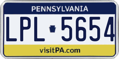PA license plate LPL5654
