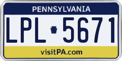 PA license plate LPL5671