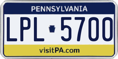 PA license plate LPL5700
